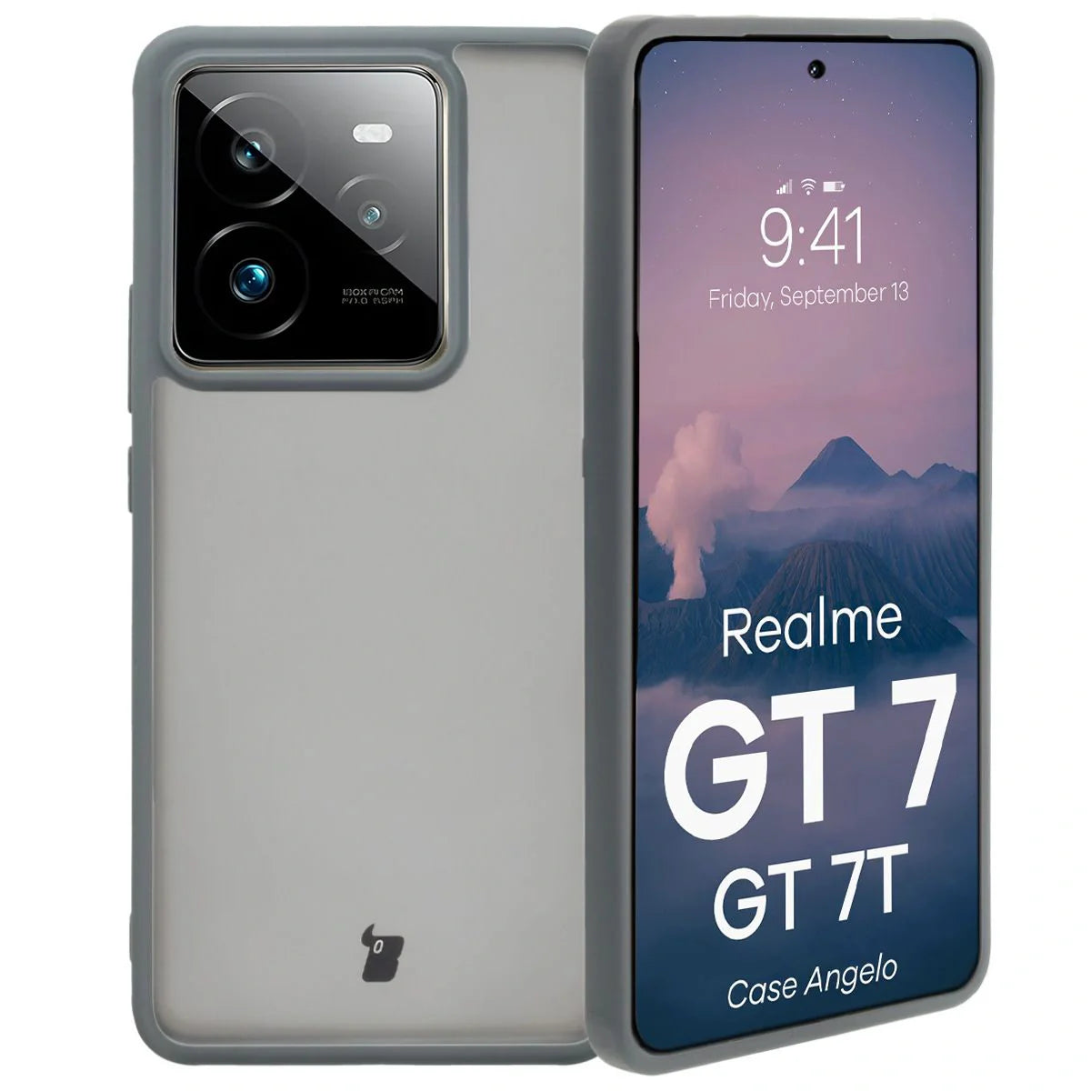 Handyhülle für Realme GT 7 / 7T, Bizon Case Angelo, Durchscheinend mit grauem Rahmen