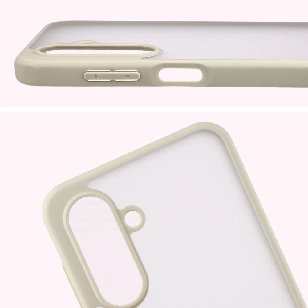 Handyhülle für Galaxy A17 5G, Bizon Case Angelo, Semitransparent mit beigem Rahmen