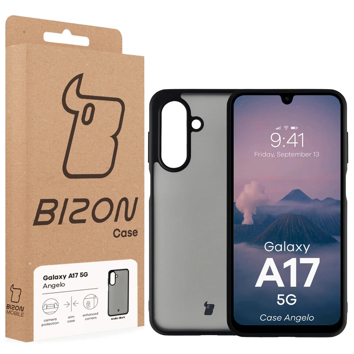 Handyhülle für Galaxy A17 5G, Bizon Case Angelo, Getönte mit schwarzem Rahmen