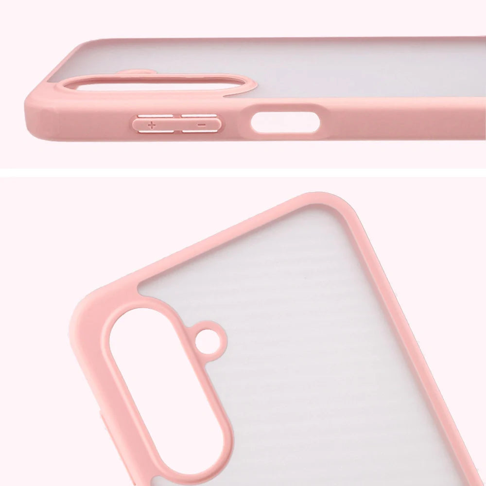 Handyhülle für Galaxy A17 5G, Bizon Case Angelo, Semitransparent mit hellrosa Rahmen