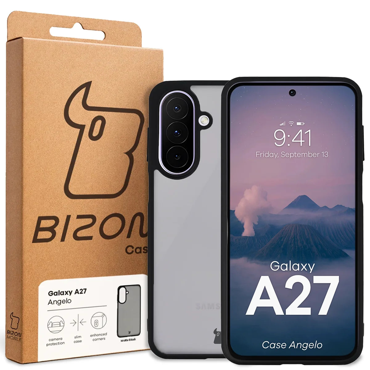 Handyhülle für Galaxy A27 5G, Bizon Case Angelo, Getönte mit schwarzem Rahmen