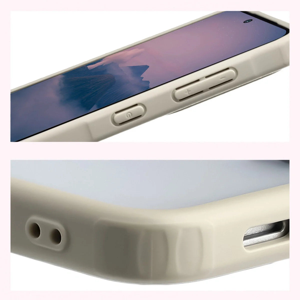 Handyhülle für Galaxy A57 5G, Bizon Case Angelo, Semitransparent mit beigem Rahmen