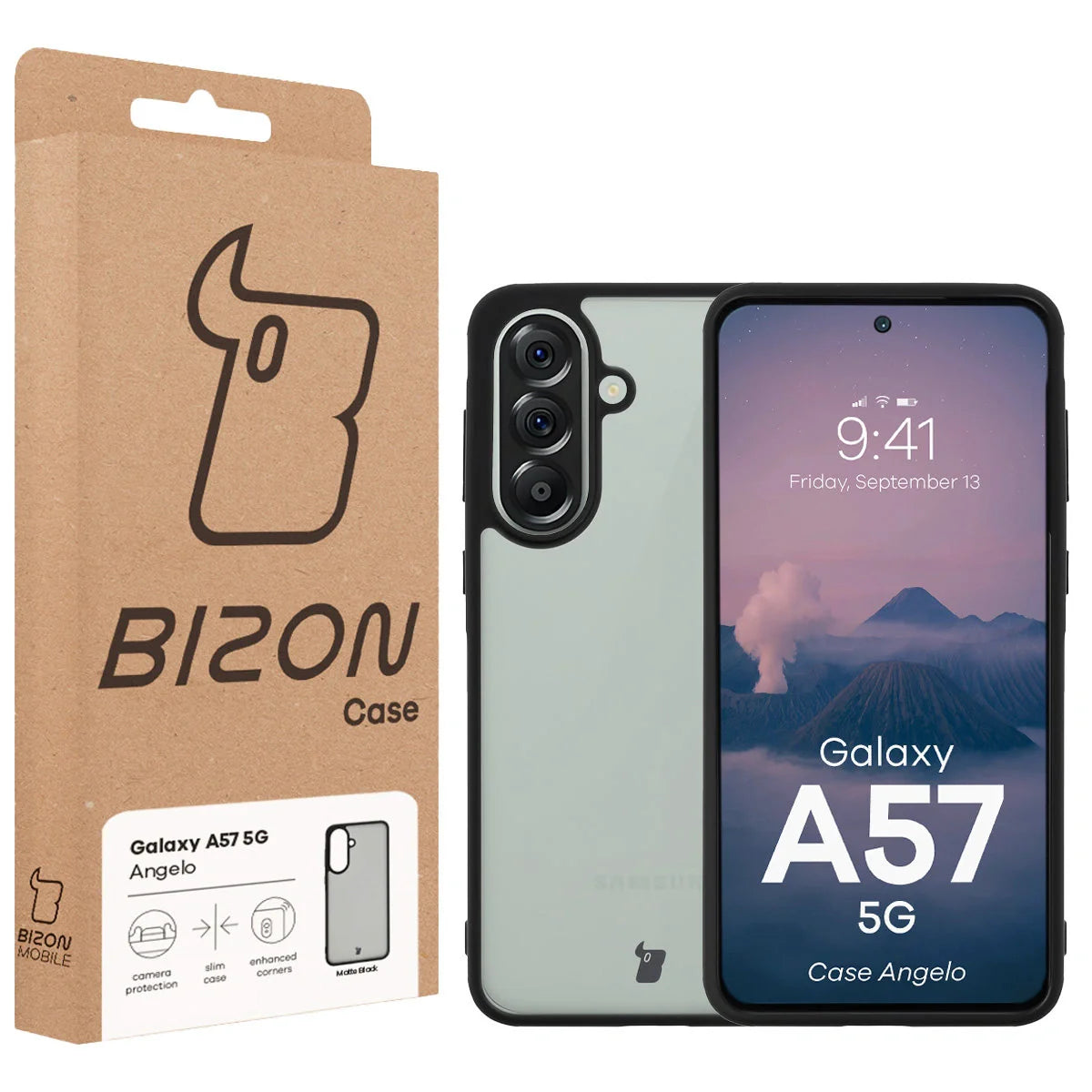 Handyhülle für Galaxy A57 5G, Bizon Case Angelo, Getönte mit schwarzem Rahmen