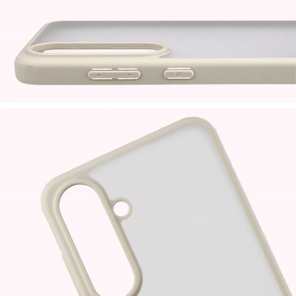 Handyhülle für Galaxy S26 FE / S25 FE, Bizon Case Angelo, Semitransparent mit beigem Rahmen (3/6)