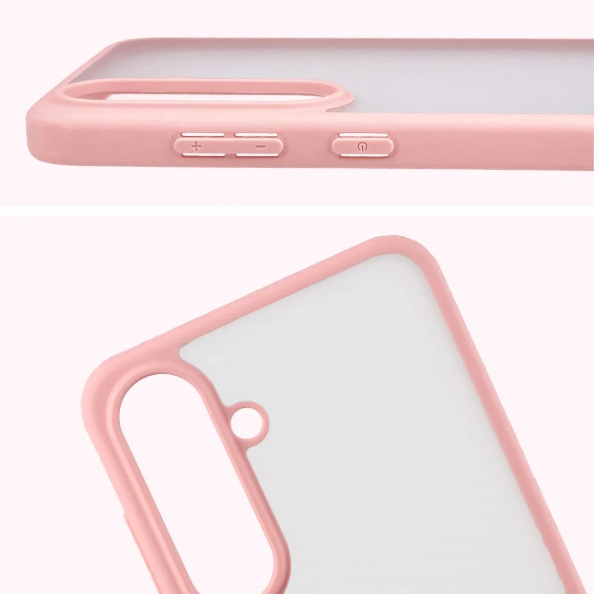 Handyhülle für Galaxy S26 FE / S25 FE, Bizon Case Angelo, Semitransparent mit hellrosem Rahmen (3/6)