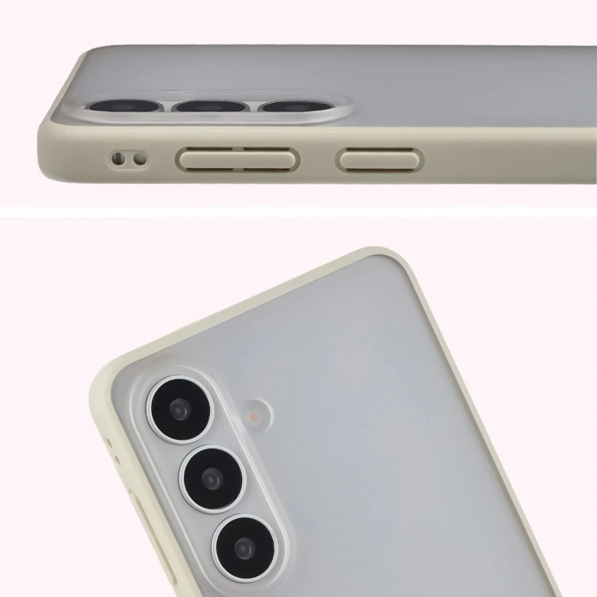 Handyhülle für Galaxy S26 Plus, Bizon Case Angelo, Semitransparent mit beigem Rahmen
