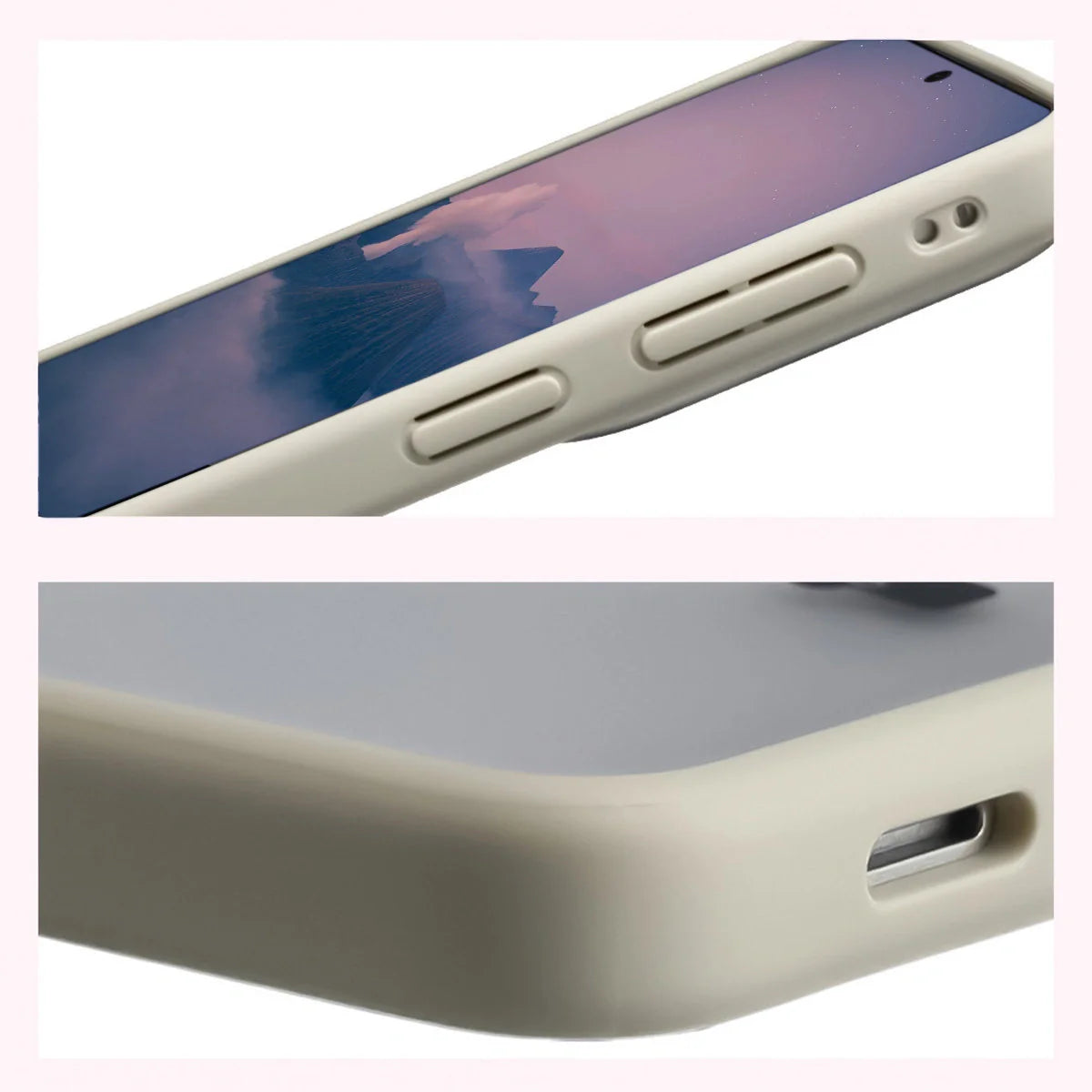 Handyhülle für Galaxy S26 Plus, Bizon Case Angelo, Semitransparent mit beigem Rahmen