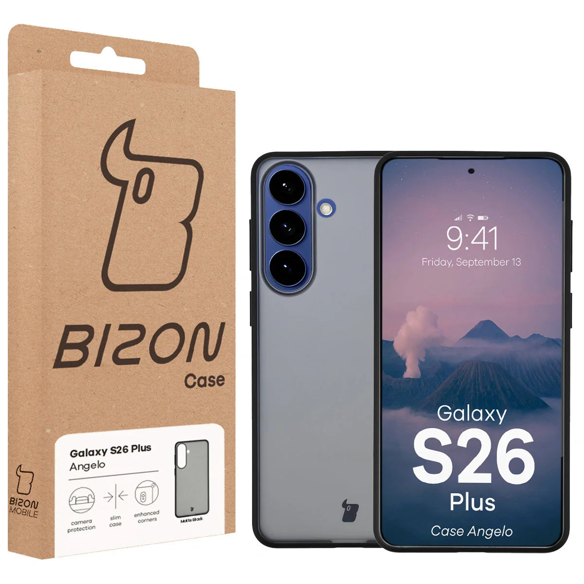 Handyhülle für Galaxy S26 Plus, Bizon Case Angelo, Getönte mit schwarzem Rahmen