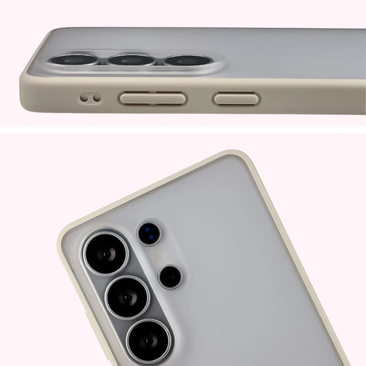 Handyhülle für Galaxy S26 Ultra, Bizon Case Angelo, Semitransparent mit beigem Rahmen