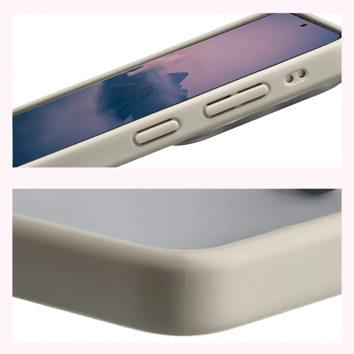 Handyhülle für Galaxy S26 Ultra, Bizon Case Angelo, Semitransparent mit beigem Rahmen