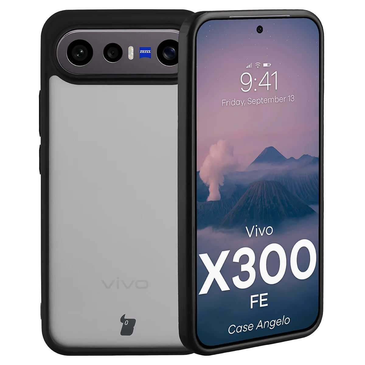 Handyhülle für Vivo X300 FE, Bizon Case Angelo, Getönte mit schwarzem Rahmen