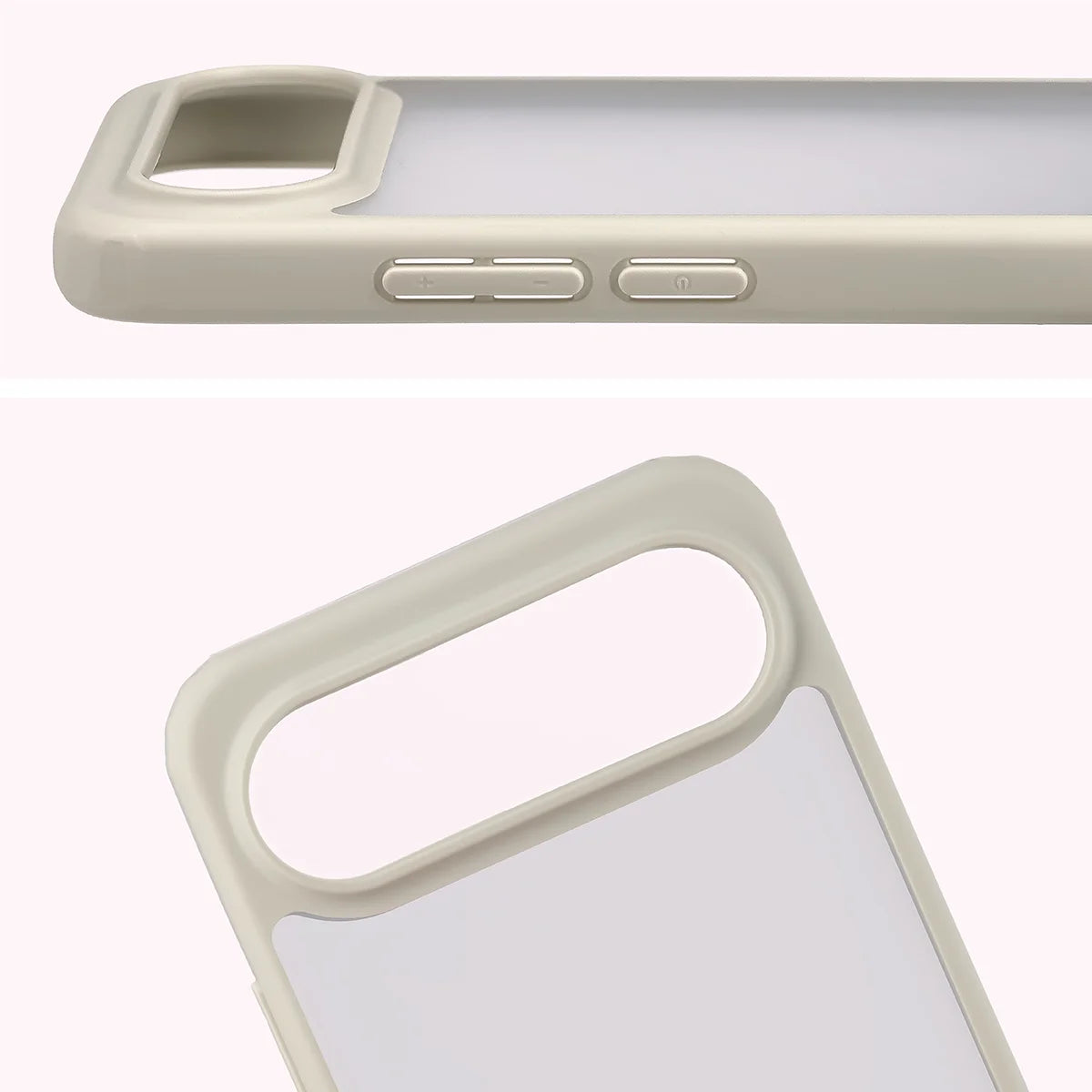 Handyhülle für Vivo X300 FE, Bizon Case Angelo, Semitransparent mit beigem Rahmen