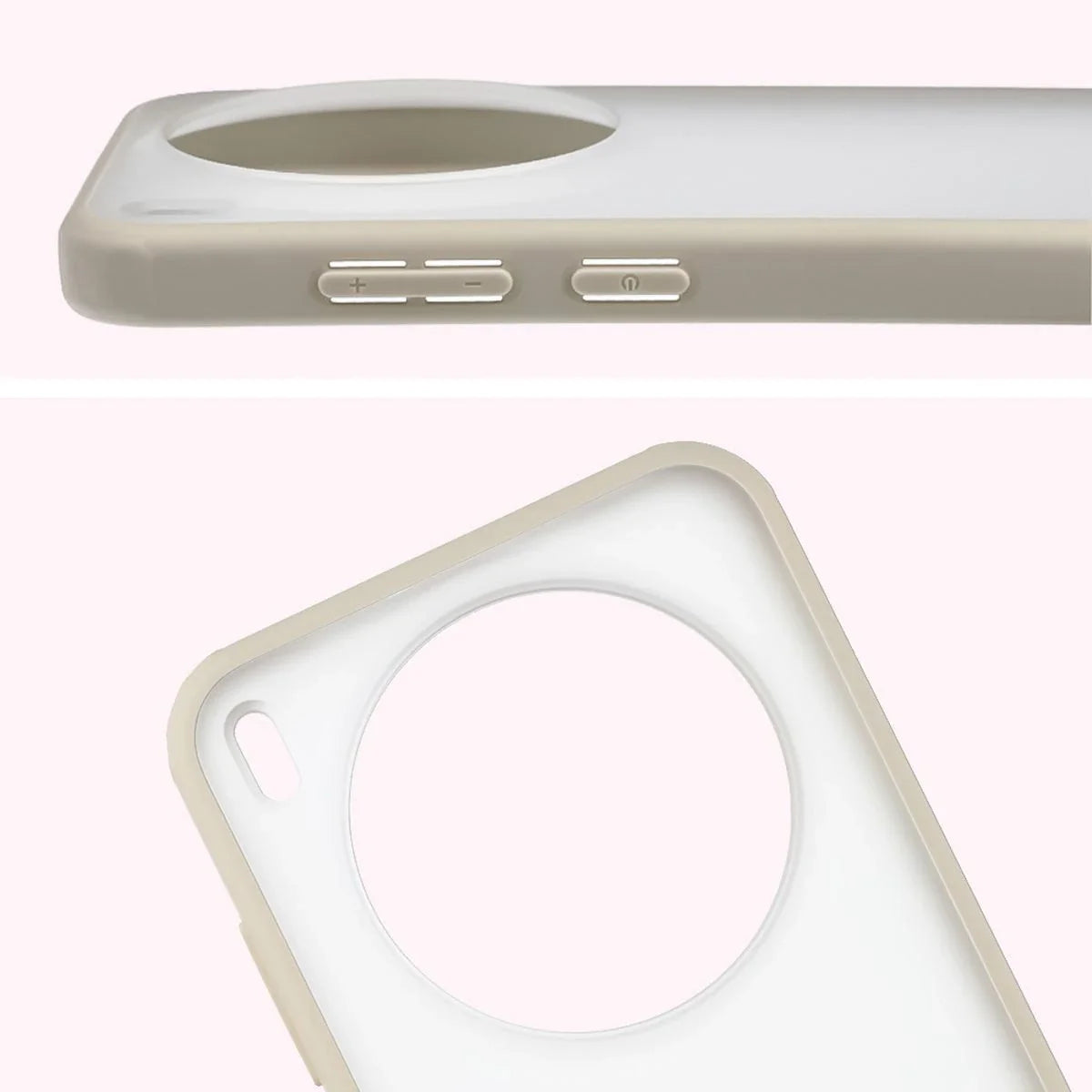 Handyhülle für Vivo X300, Bizon Case Angelo, Semitransparent mit beigem Rahmen