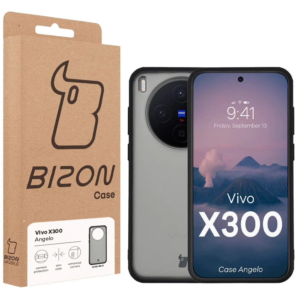 Handyhülle für Vivo X300, Bizon Case Angelo, Getönte mit schwarzem Rahmen