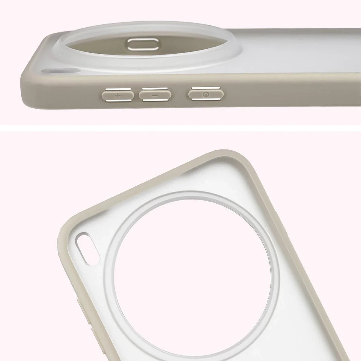Handyhülle für Vivo X300 Pro, Bizon Case Angelo, Semitransparent mit beigem Rahmen