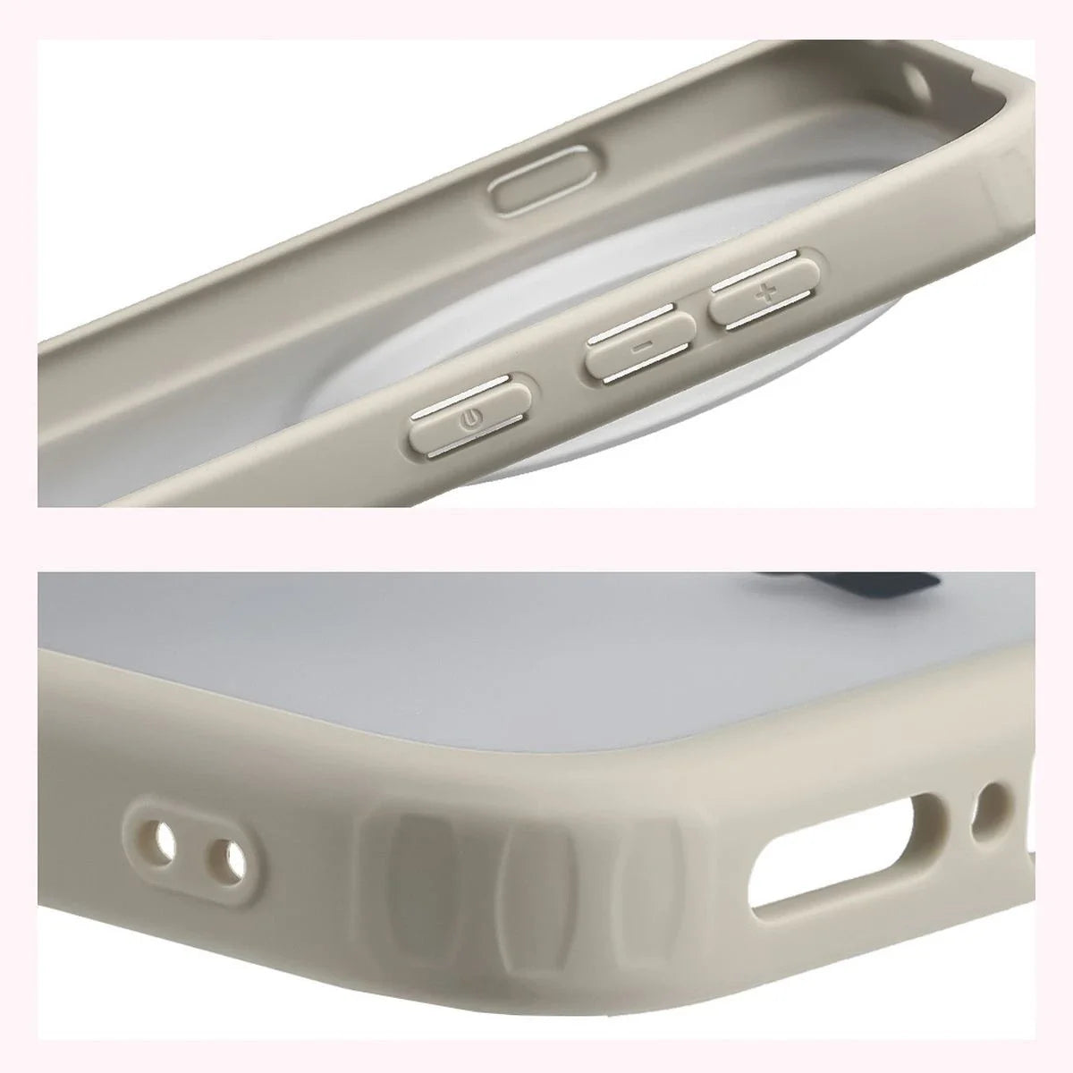 Handyhülle für Vivo X300 Pro, Bizon Case Angelo, Semitransparent mit beigem Rahmen