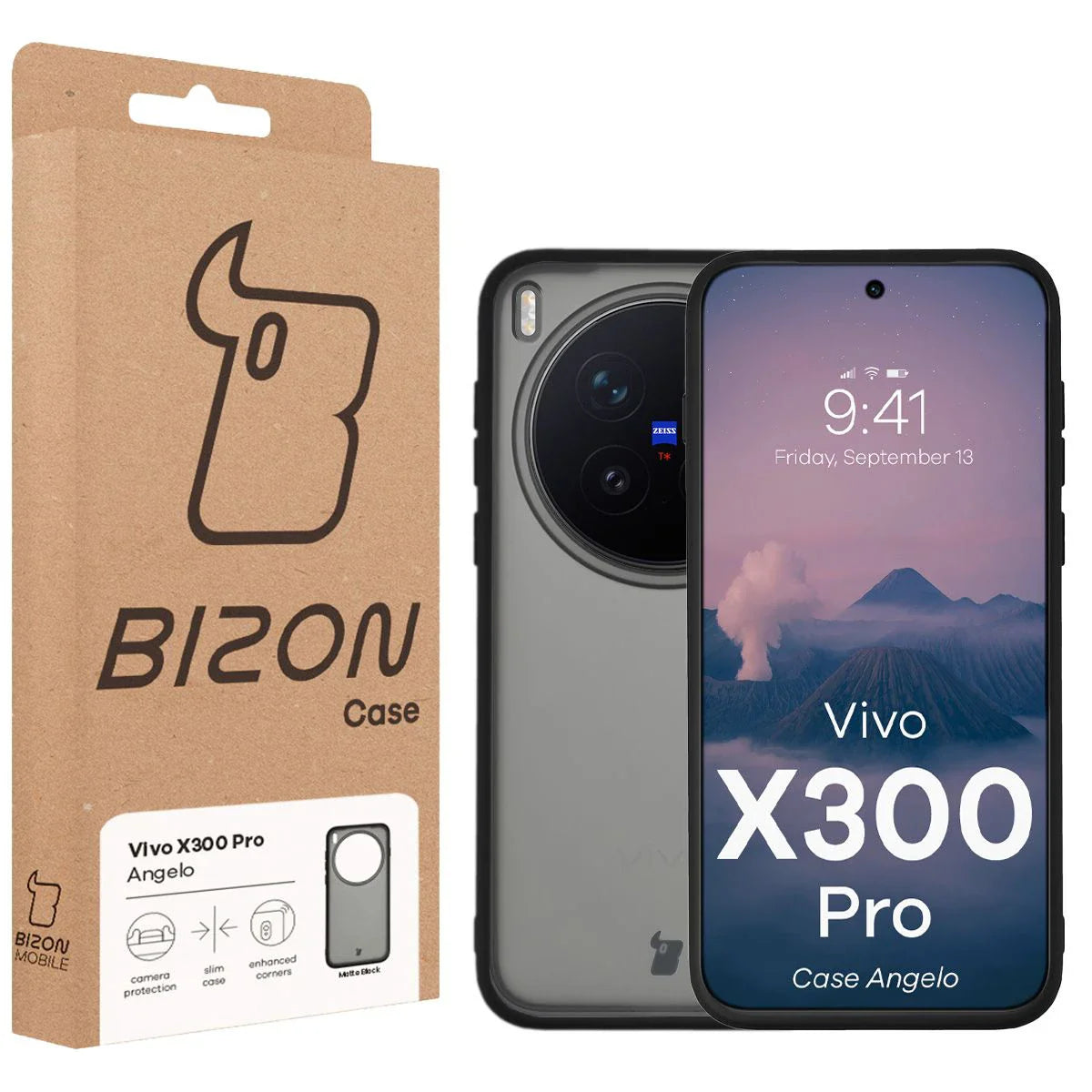 Handyhülle für Vivo X300 Pro, Bizon Case Angelo, Getönte mit schwarzem Rahmen