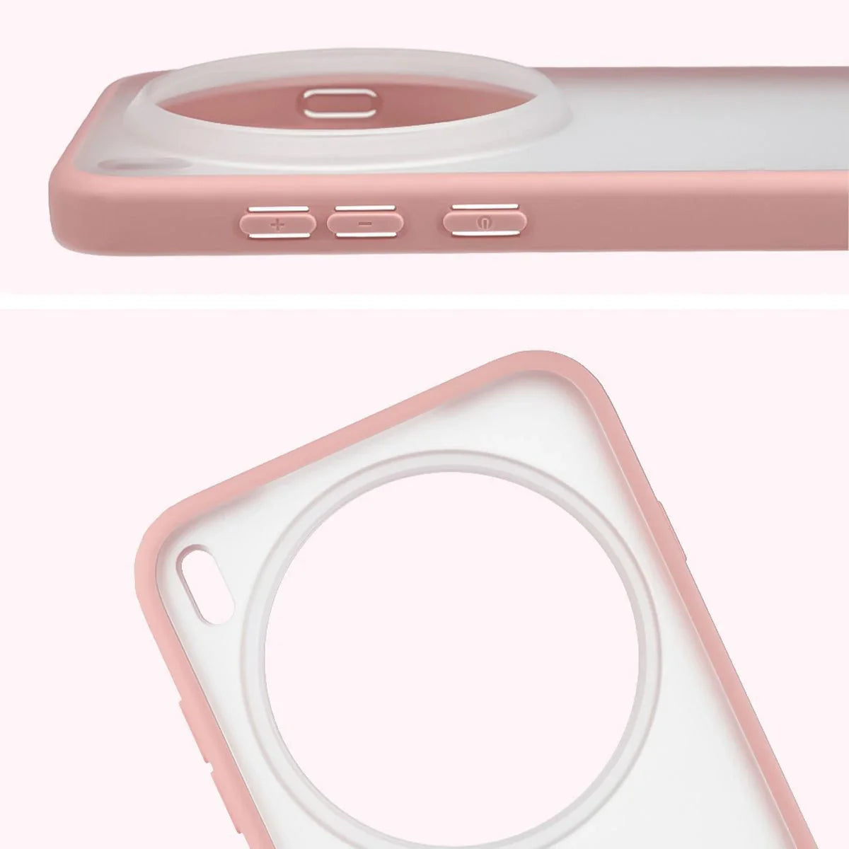 Handyhülle für Vivo X300 Pro, Bizon Case Angelo, Semitransparent mit hellrosa Rahmen