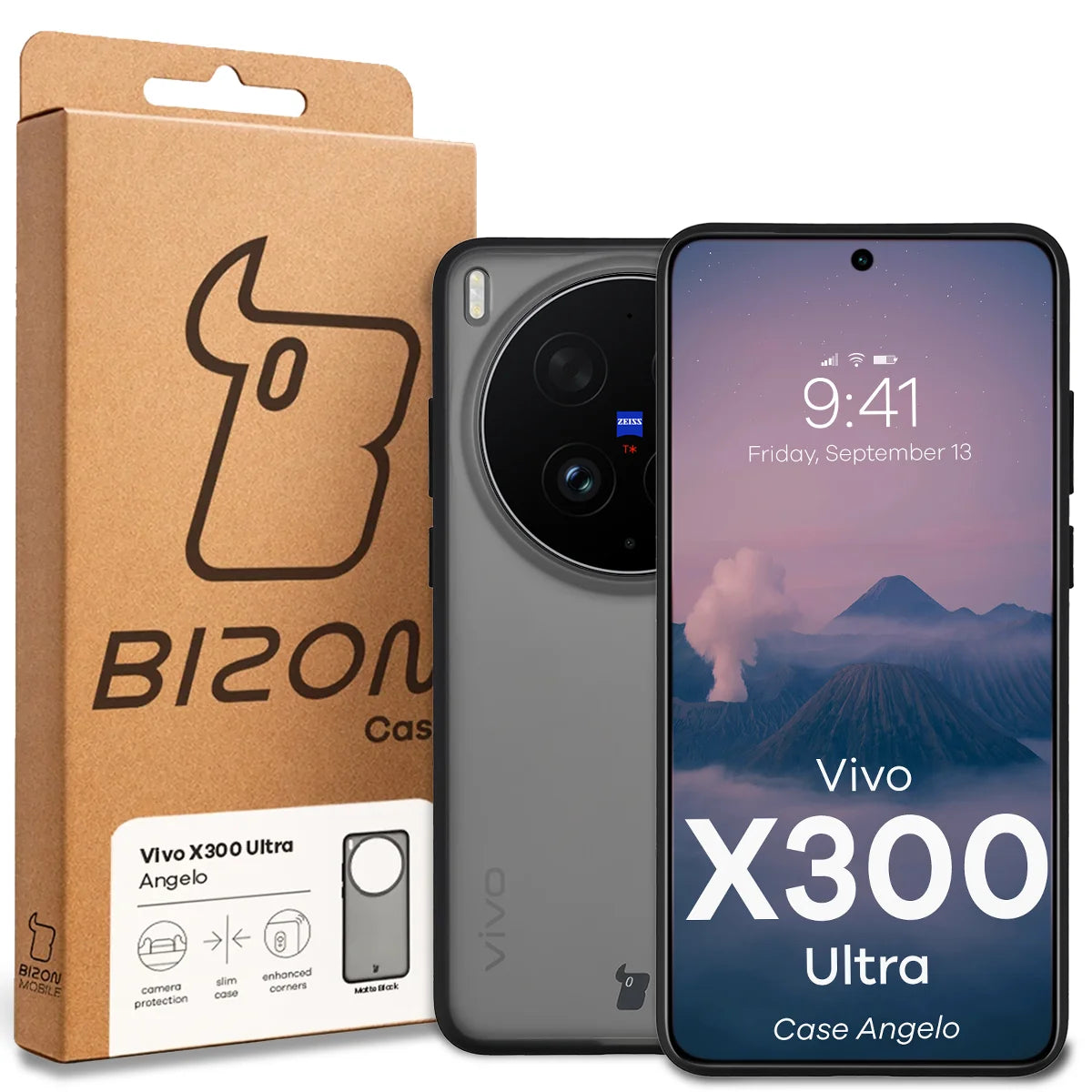 Handyhülle für Vivo X300 Ultra, Bizon Case Angelo, Getönte mit schwarzem Rahmen
