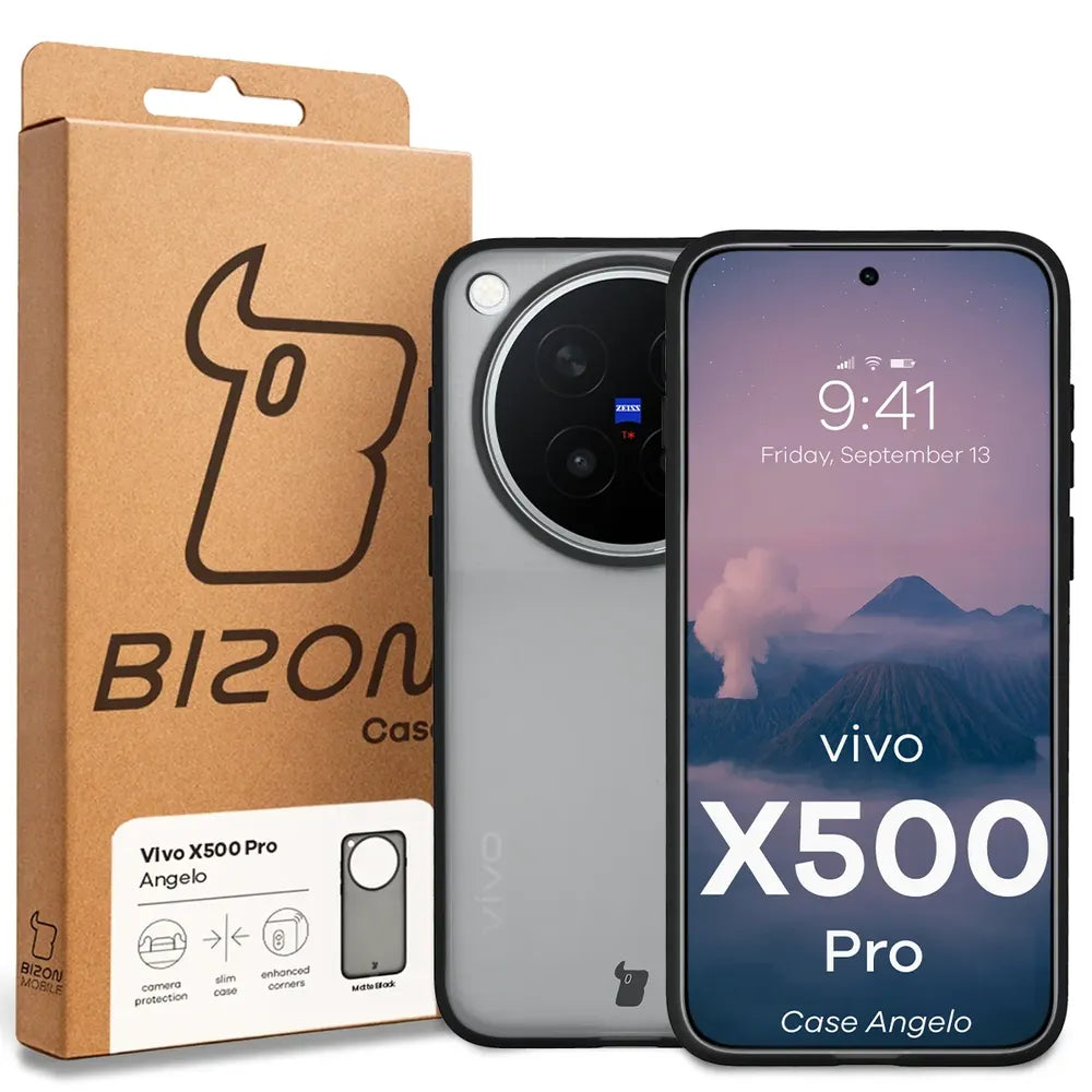 Handyhülle für Vivo X500 Pro, Bizon Case Angelo, Getönte mit schwarzem Rahmen (6/6)