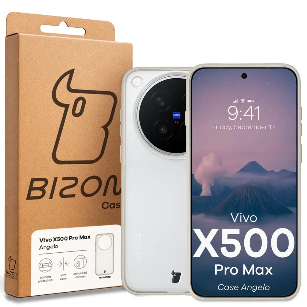 Handyhülle für Vivo X500 Pro Max, Bizon Case Angelo, Semitransparent mit beigem Rahmen (6/6)