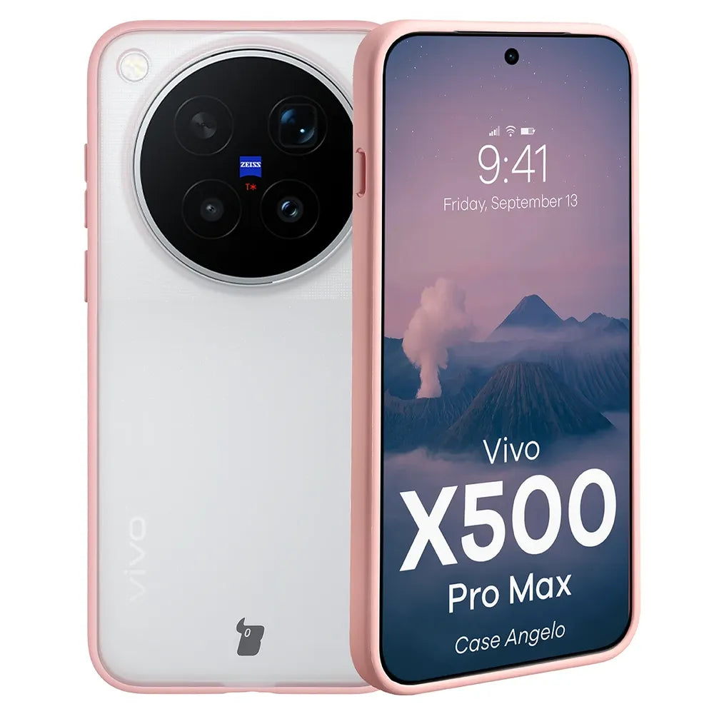 Handyhülle für Vivo X500 Pro Max, Bizon Case Angelo, Semitransparent mit hellrosem Rahmen (1/6)