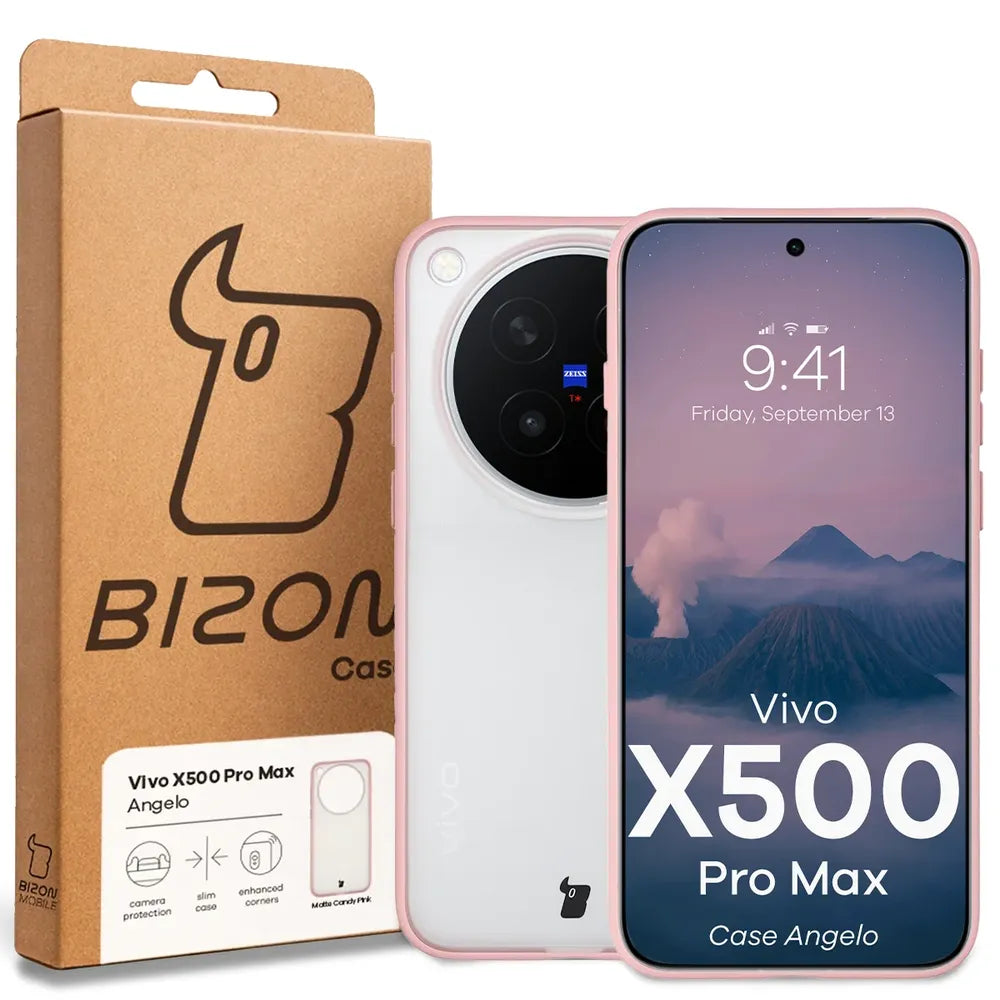 Handyhülle für Vivo X500 Pro Max, Bizon Case Angelo, Semitransparent mit hellrosem Rahmen (6/6)