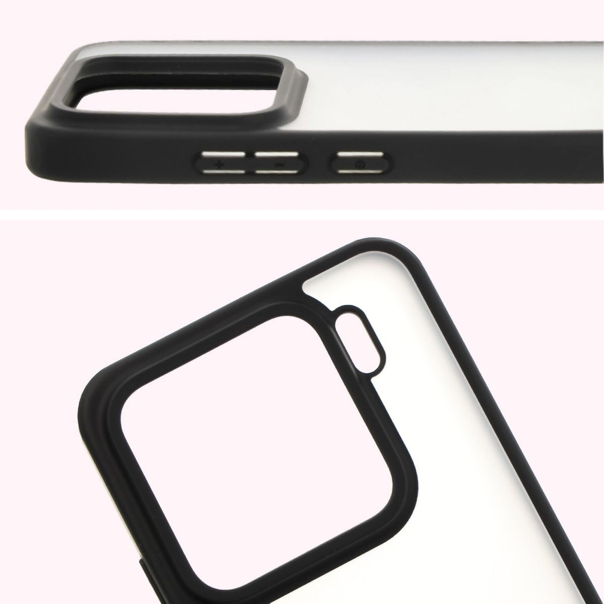 Handyhülle für Xiaomi 15, Bizon Case Angelo, Durchscheinend mit schwarzem Rahmen