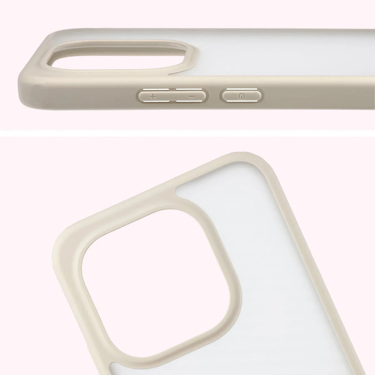 Handyhülle für Xiaomi 15T, Bizon Case Angelo, Semitransparent mit beigem Rahmen