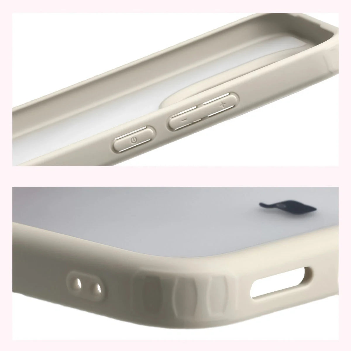 Handyhülle für Xiaomi 15T, Bizon Case Angelo, Semitransparent mit beigem Rahmen