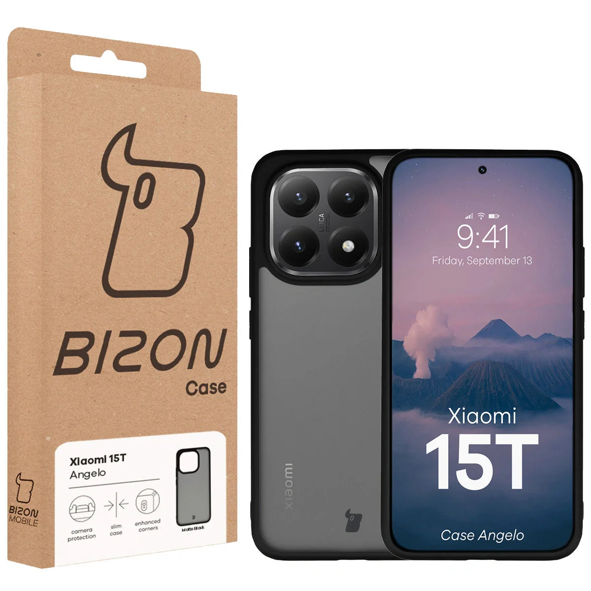 Handyhülle für Xiaomi 15T, Bizon Case Angelo, Getönte mit schwarzem Rahmen