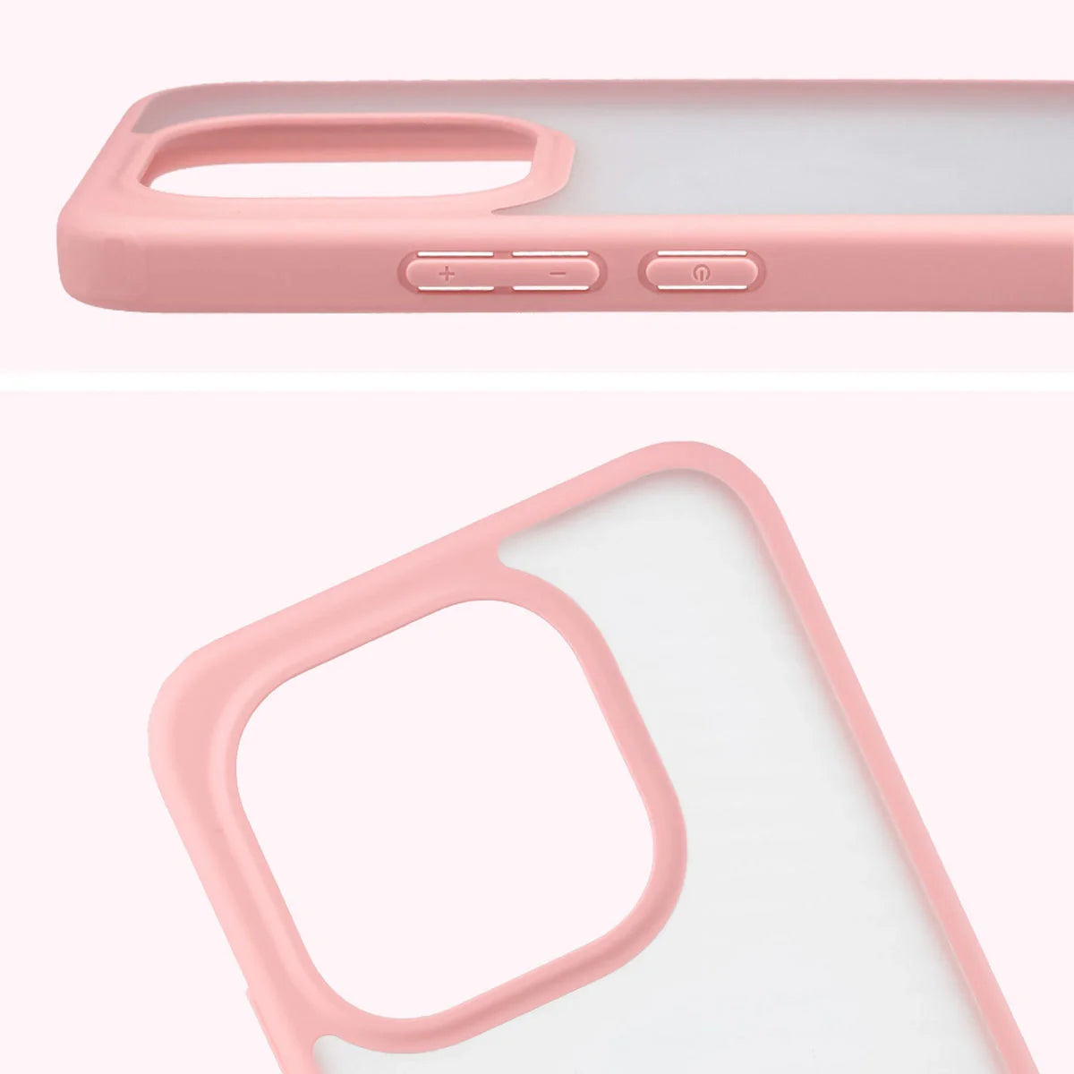 Handyhülle für Xiaomi 15T, Bizon Case Angelo, Semitransparent mit hellrosa Rahmen