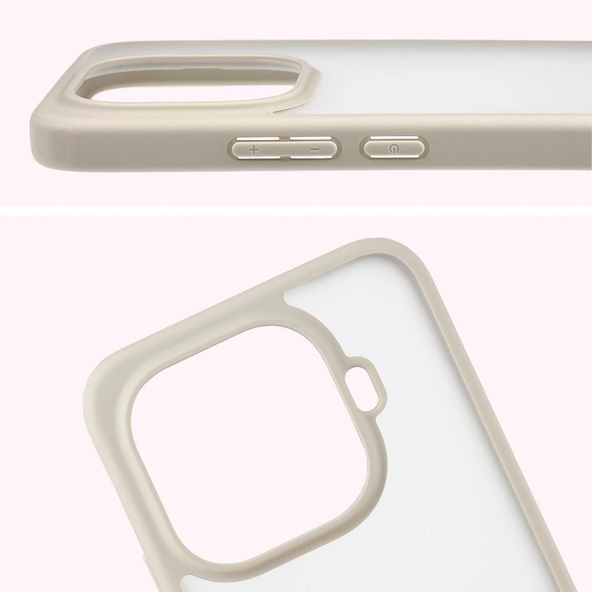 Handyhülle für Xiaomi 15T Pro, Bizon Case Angelo, Semitransparent mit beigem Rahmen