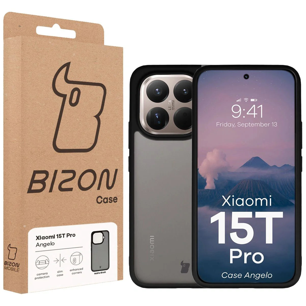 Handyhülle für Xiaomi 15T Pro, Bizon Case Angelo, Getönte mit schwarzem Rahmen