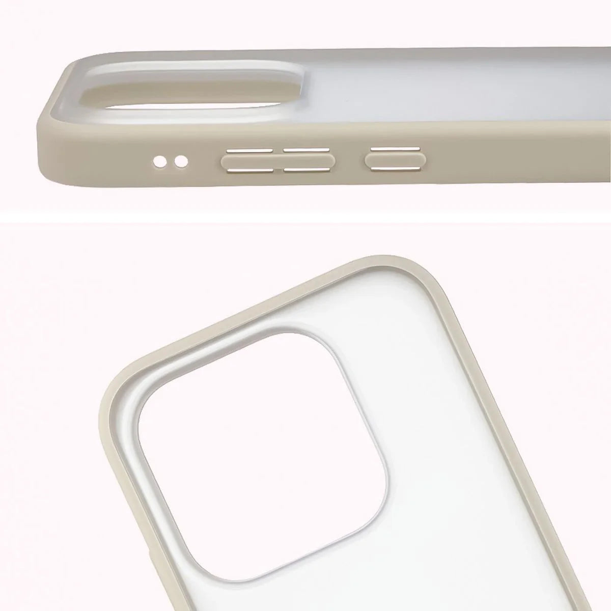 Handyhülle für Xiaomi 17, Bizon Case Angelo, Semitransparent mit beigem Rahmen