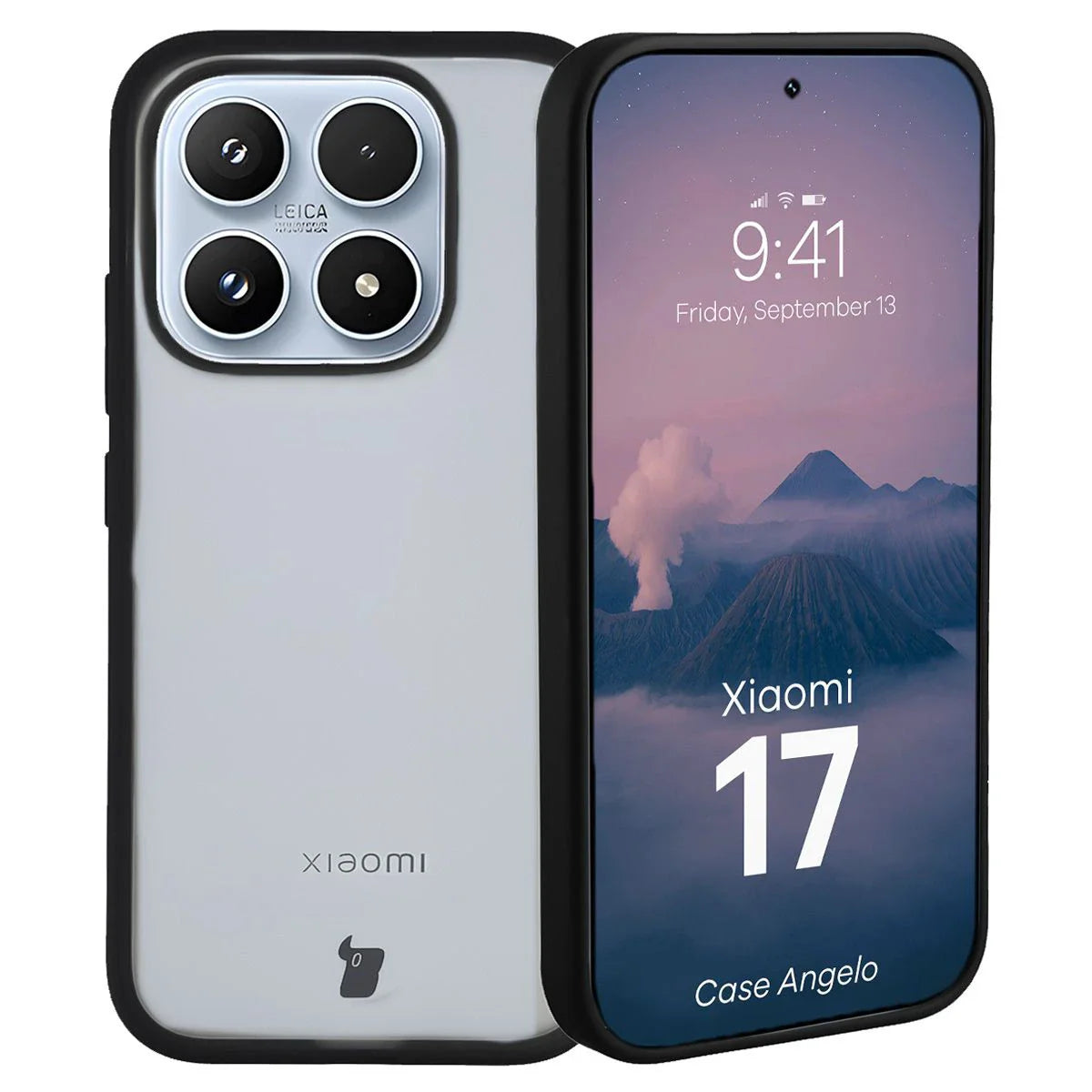 Handyhülle für Xiaomi 17, Bizon Case Angelo, Getönte mit schwarzem Rahmen