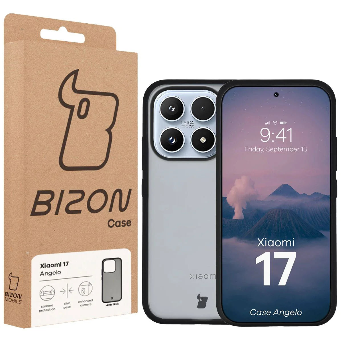 Handyhülle für Xiaomi 17, Bizon Case Angelo, Getönte mit schwarzem Rahmen