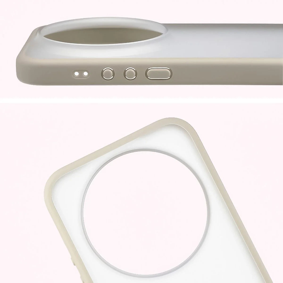 Handyhülle für Xiaomi 17 Ultra, Bizon Case Angelo, Semitransparent mit beigem Rahmen