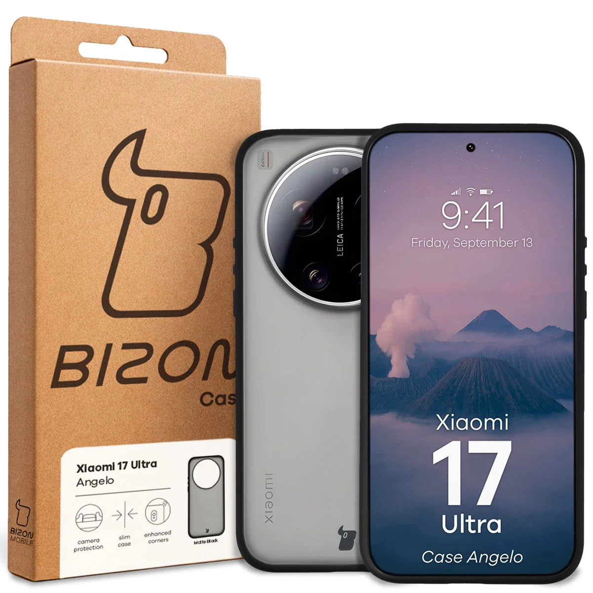 Handyhülle für Xiaomi 17 Ultra, Bizon Case Angelo, Getönte mit schwarzem Rahmen