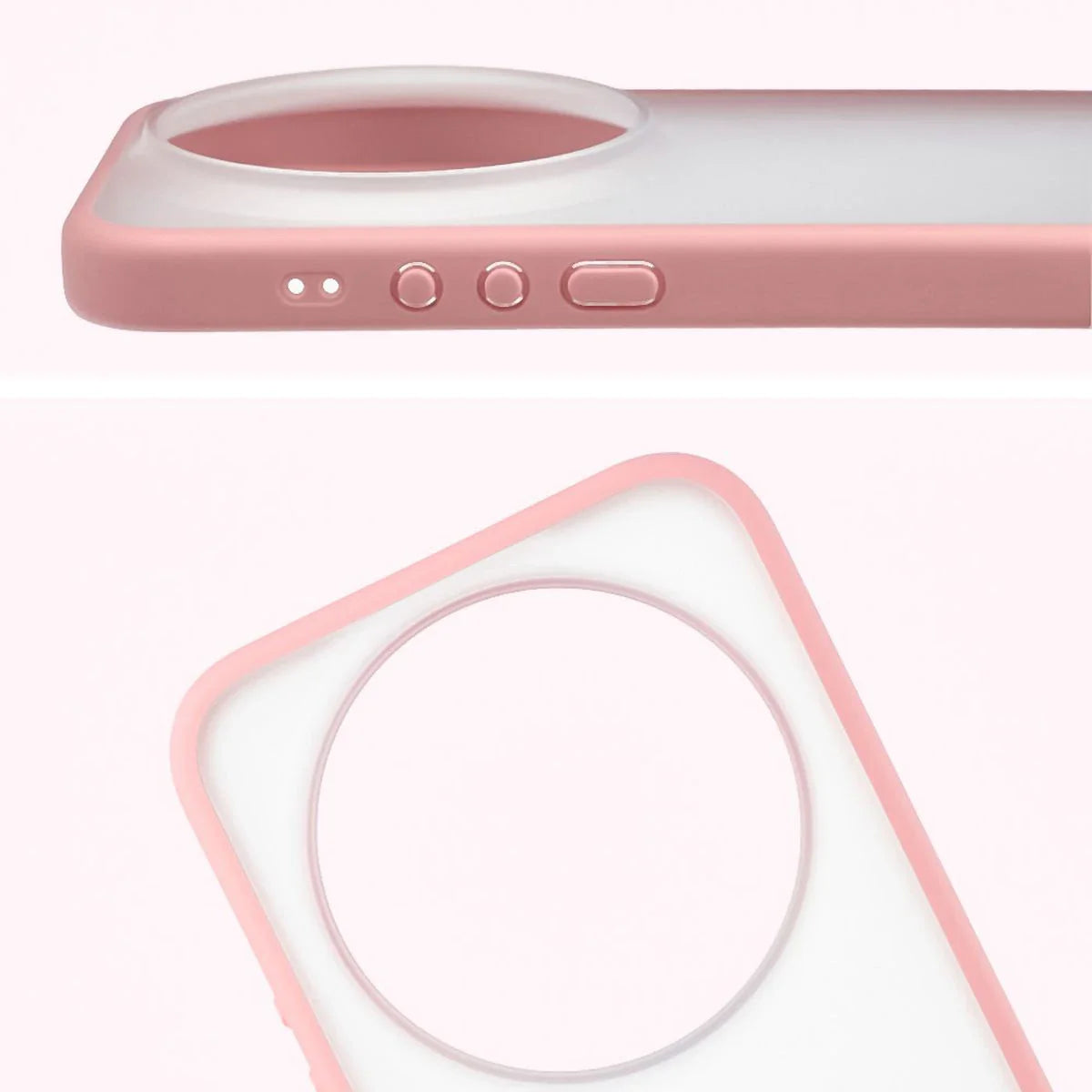 Handyhülle für Xiaomi 17 Ultra, Bizon Case Angelo, Semitransparent mit hellrosa Rahmen