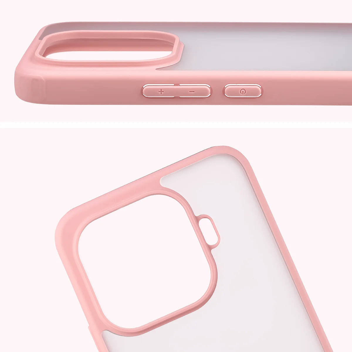 Handyhülle für Xiaomi 17T, Bizon Case Angelo, Semitransparent mit hellrosem Rahmen