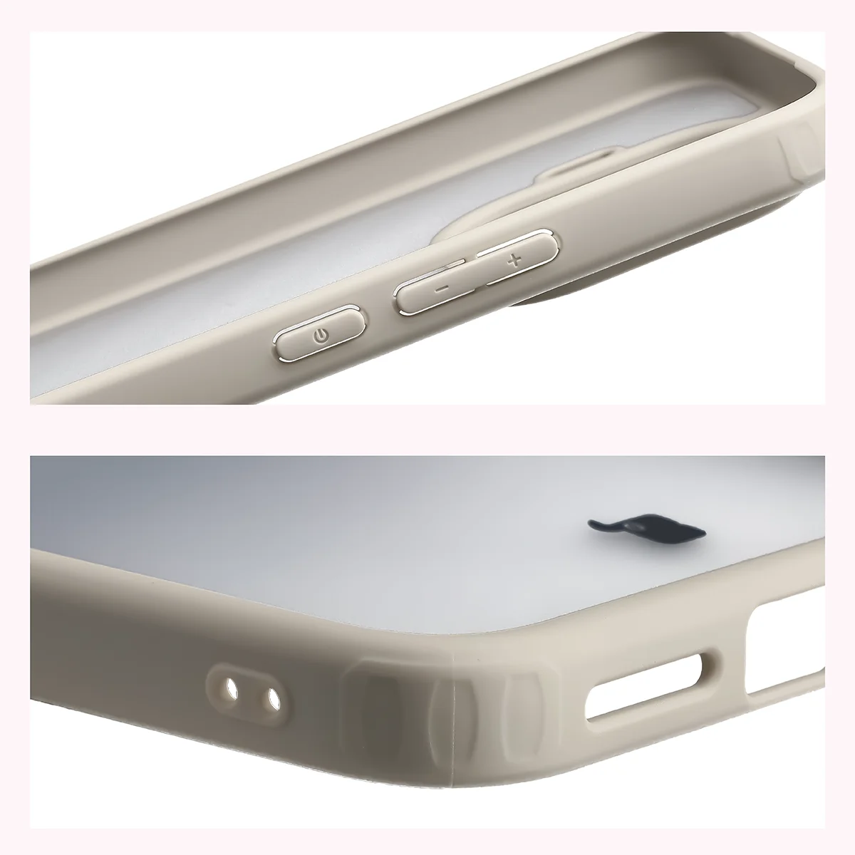 Handyhülle für Xiaomi 17T Pro, Bizon Case Angelo, Semitransparent mit beigem Rahmen