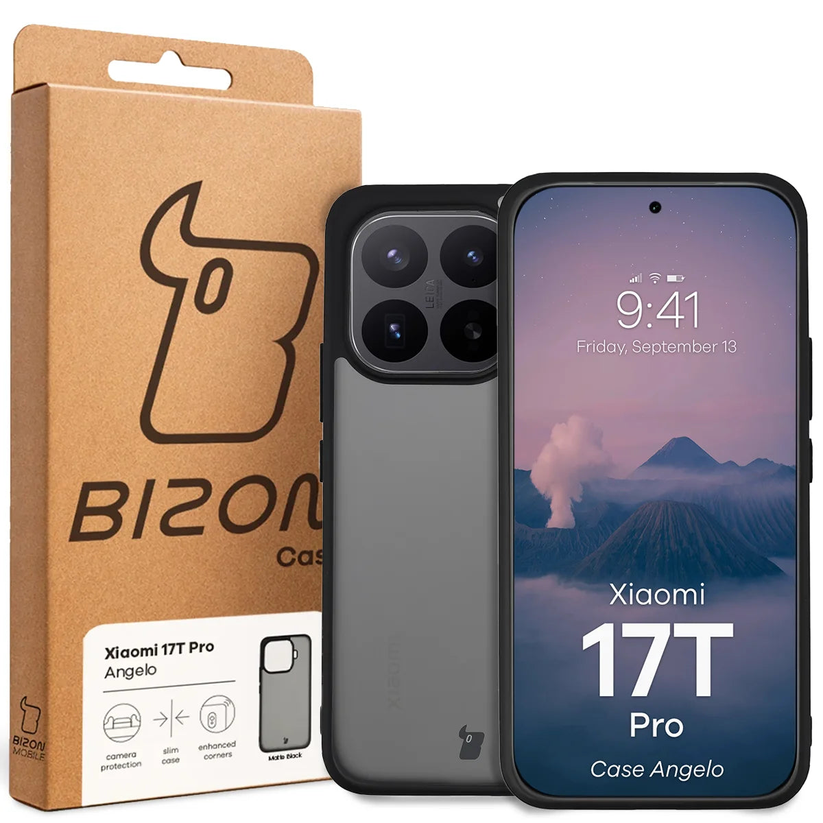 Handyhülle für Xiaomi 17T Pro, Bizon Case Angelo, Getönte mit schwarzem Rahmen