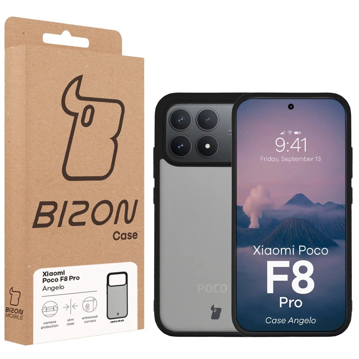 Handyhülle für Xiaomi POCO F8 Pro, Bizon Case Angelo, Getönte mit schwarzem Rahmen