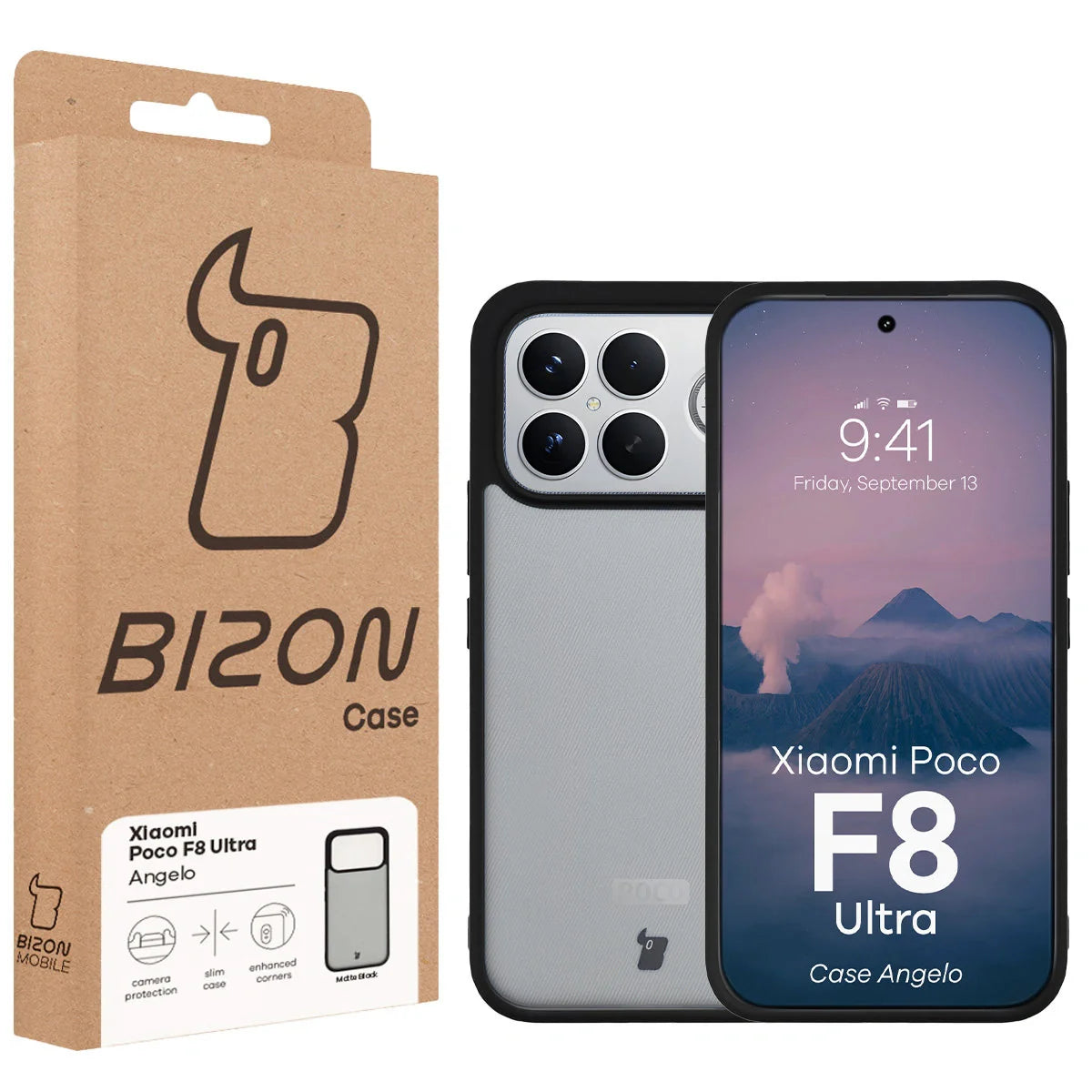 Handyhülle für Xiaomi POCO F8 Ultra, Bizon Case Angelo, Getönte mit schwarzem Rahmen