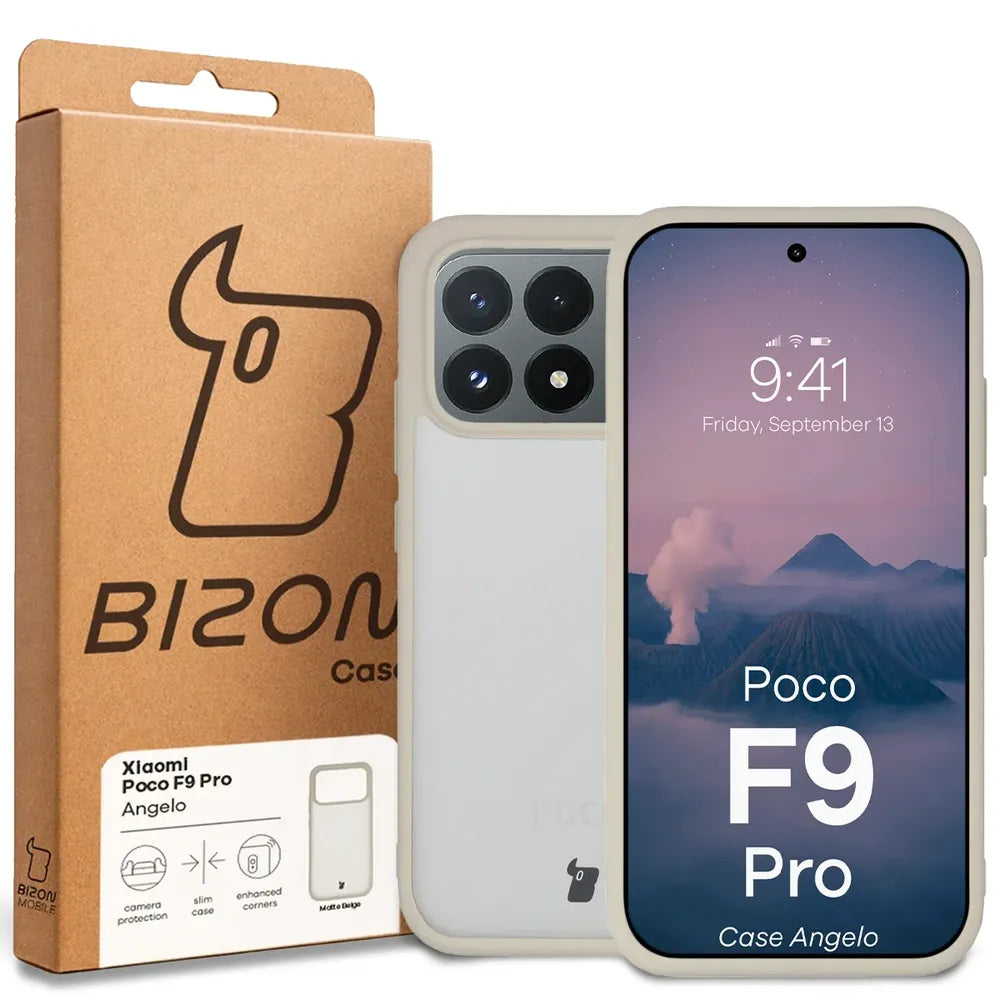 Handyhülle für Xiaomi POCO F9 Pro, Bizon Case Angelo, Semitransparent mit beigem Rahmen (6/6)