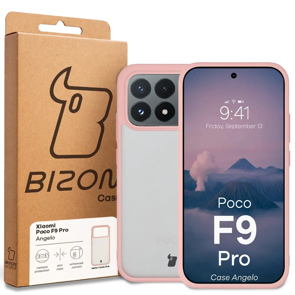 Handyhülle für Xiaomi POCO F9 Pro, Bizon Case Angelo, Semitransparent mit hellrosem Rahmen (6/6)