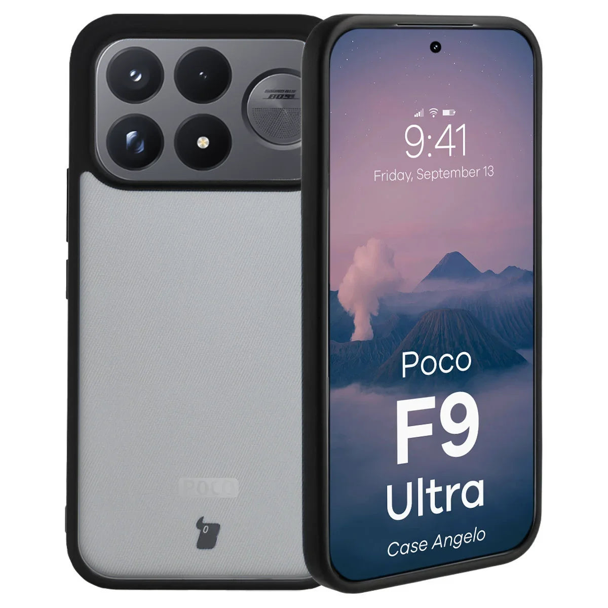 Handyhülle für Xiaomi POCO F9 Ultra, Bizon Case Angelo, Getönte mit schwarzem Rahmen (1/6)