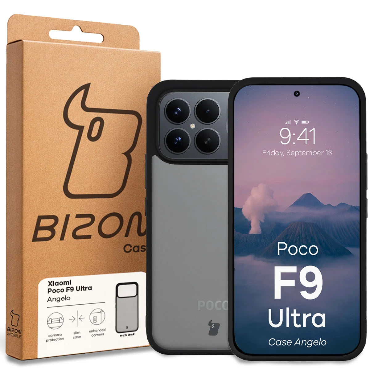 Handyhülle für Xiaomi POCO F9 Ultra, Bizon Case Angelo, Getönte mit schwarzem Rahmen (6/6)