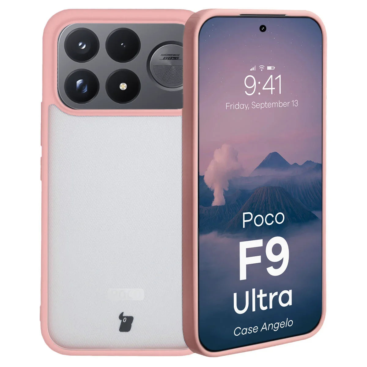 Handyhülle für Xiaomi POCO F9 Ultra, Bizon Case Angelo, Semitransparent mit hellrosem Rahmen (1/6)